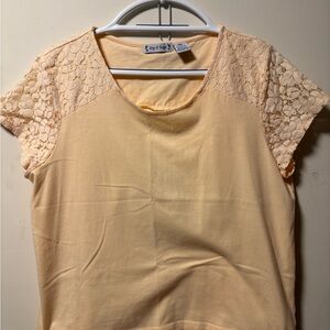Peach Lace Sleeve Women's Top